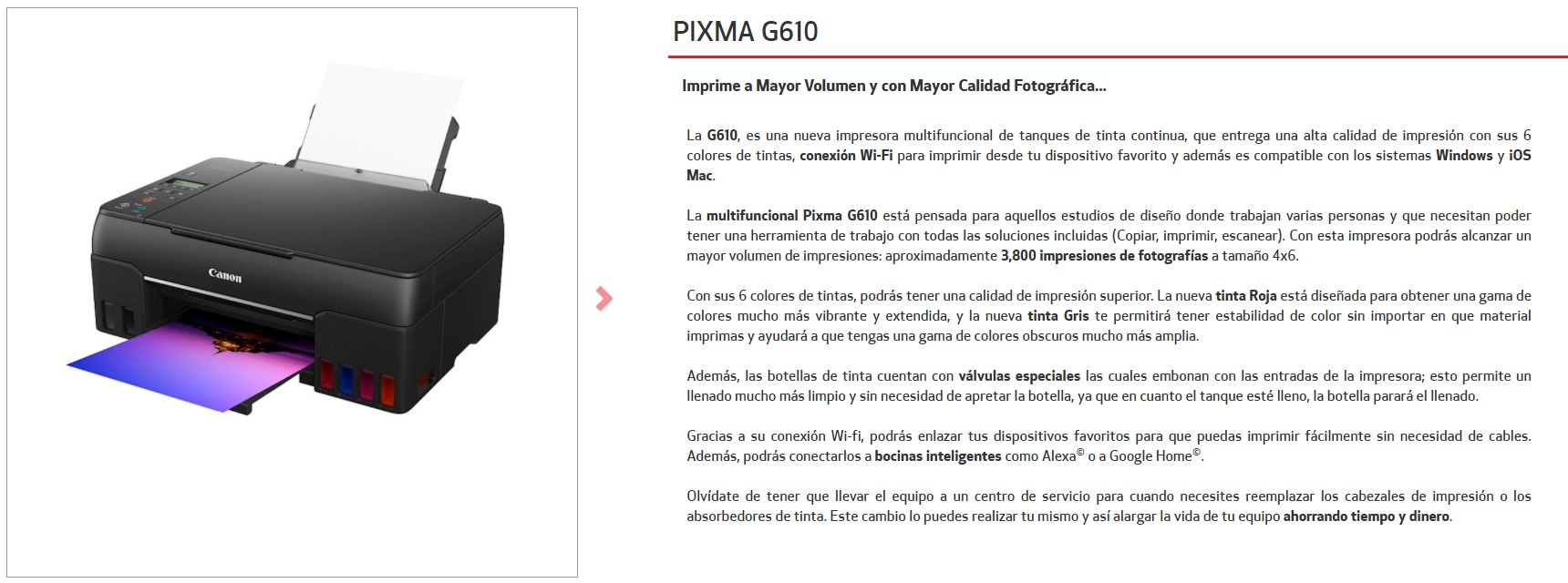 Impresora inkjet Canon Pixma G510 Photo 6 colores