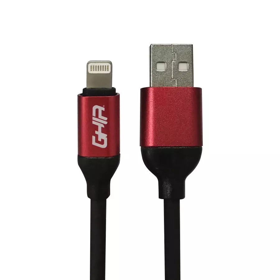 Cable De Carga Usb A Ghia Macho Lightning Macho Metro Negro Rojo