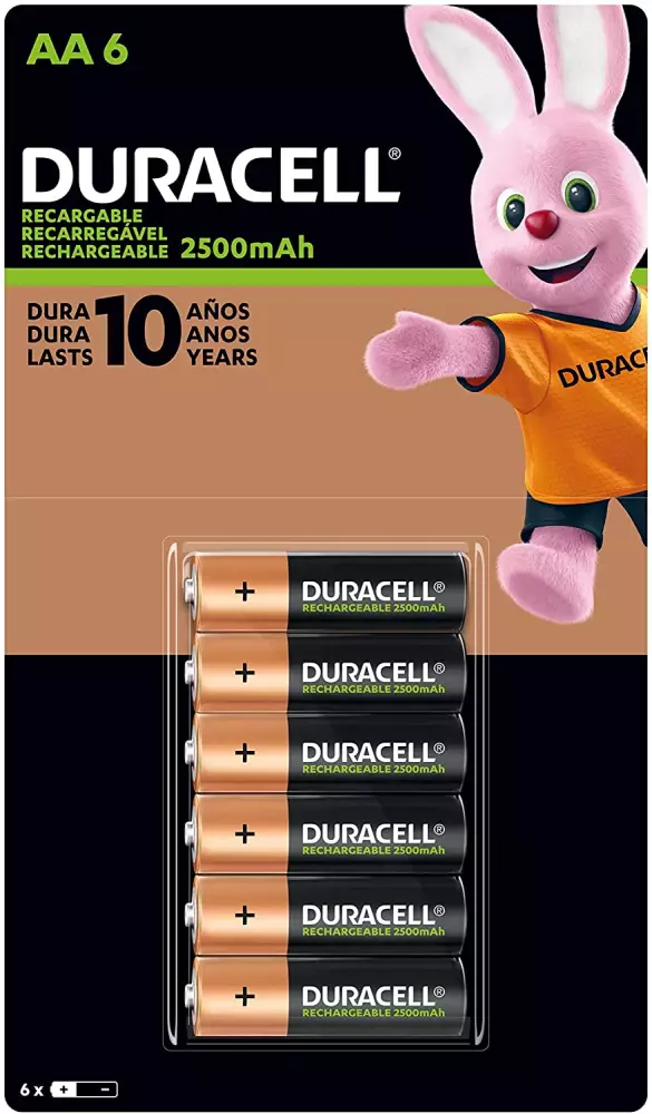 Baterías Duracell AA Recargables 2500Mah 6 Pilas - Digitalife eShop